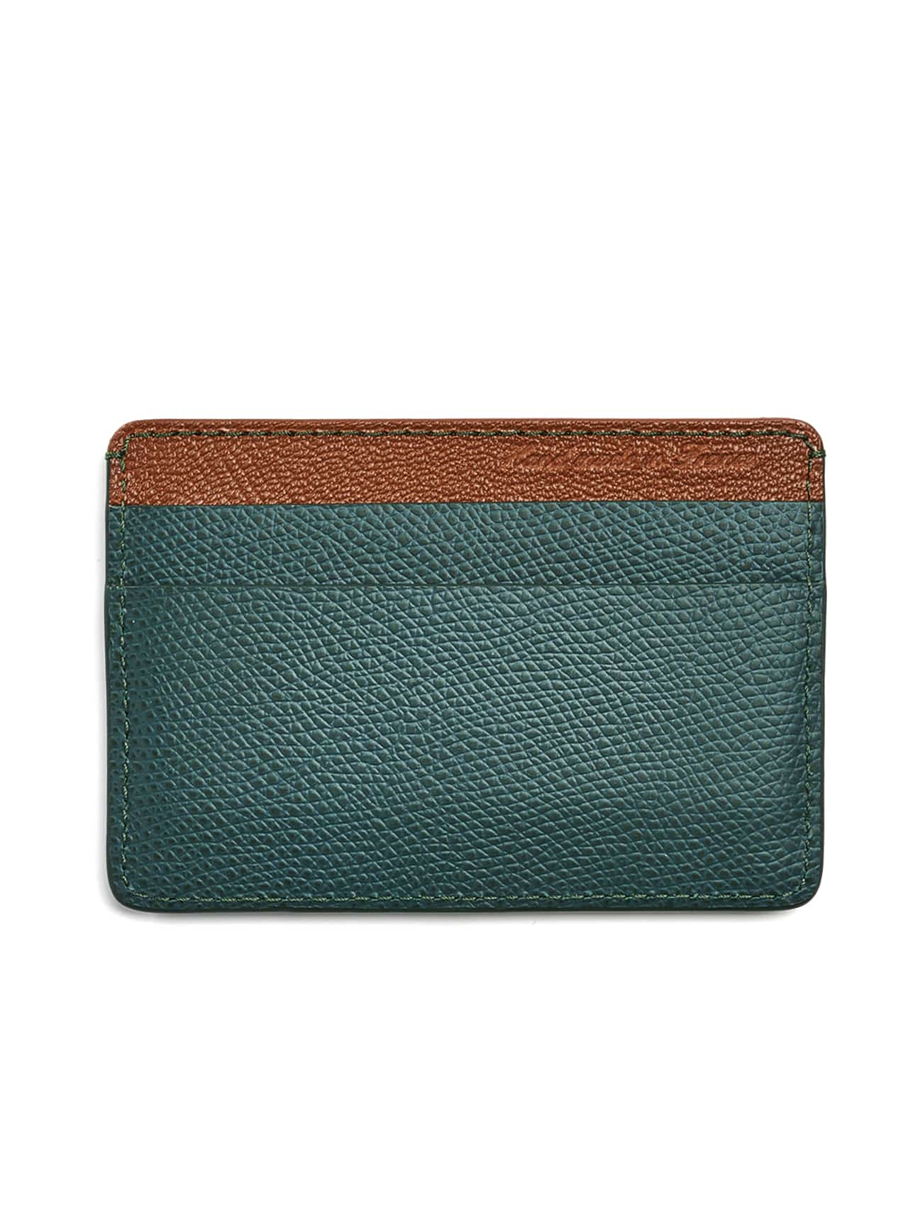 slim card holder leather brown green leather