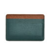 slim card holder leather brown green leather