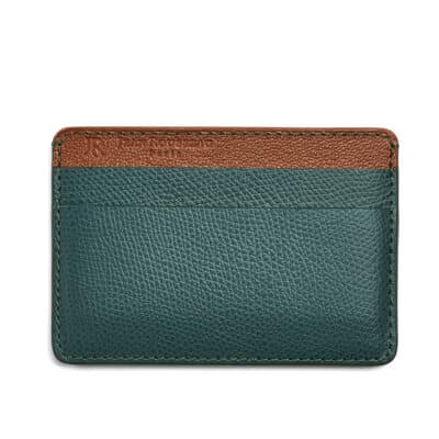 slim card holder leather brown green leather