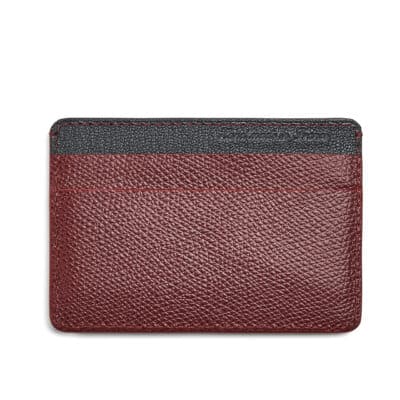 slim card holder leather black red leather