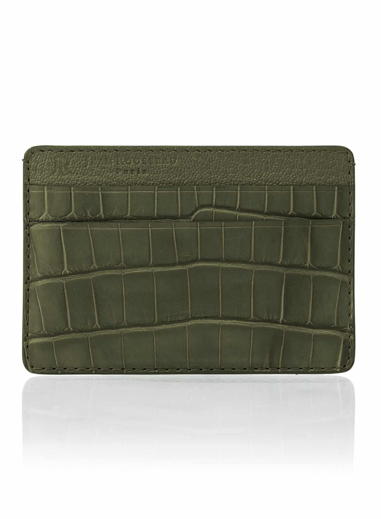 essentiel slim card holder olive green