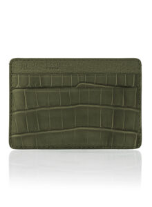 Porte-cartes "Essentiel" alligator semi-mat olive