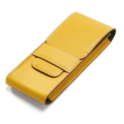 jean rousseau leather goods watch case yellow green