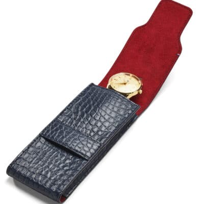 jean rousseau maroquinerie étui montre bleu rouge crocodile lip