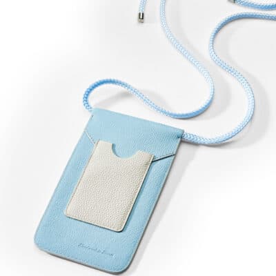 phone pouch jean rousseau blue leather