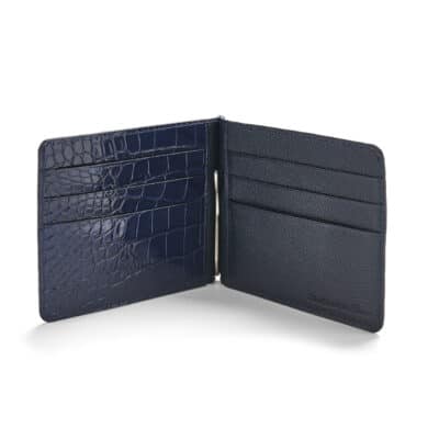 porte carte pliant bleu jean rousseau crocodile