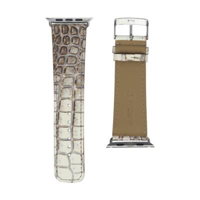 <span class="cat_name">Classic Apple Watch strap</span><br><span class="material_name">Crocodile</span><br><span class="color_name">Metallic Silver</span>