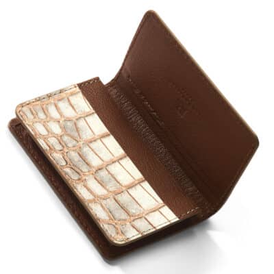 leather good lumières business cardholder copper