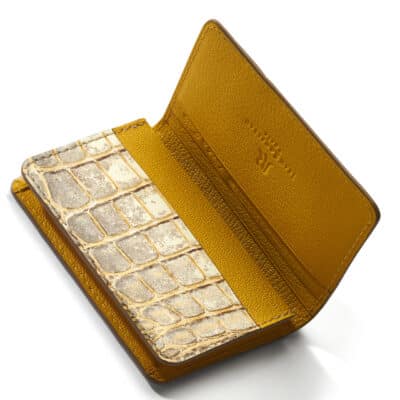 Business Cardholder metallic gold Lumières crocodile
