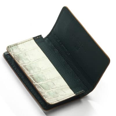 leather good lumières business cardholder green