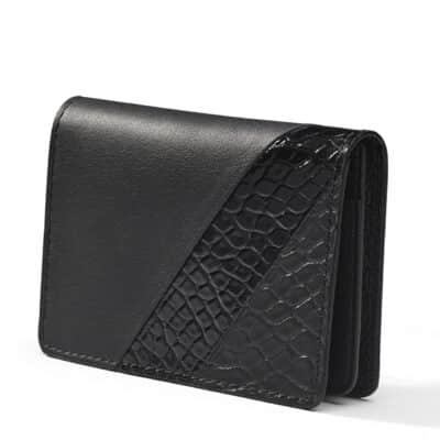 business cardholder black alligator semi matte shiny leather goods