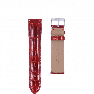 quality watch strap red alligator shiny