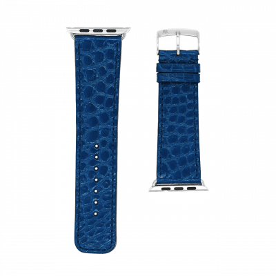 Classic Apple Watch strapShiny alligatorElectric Blue