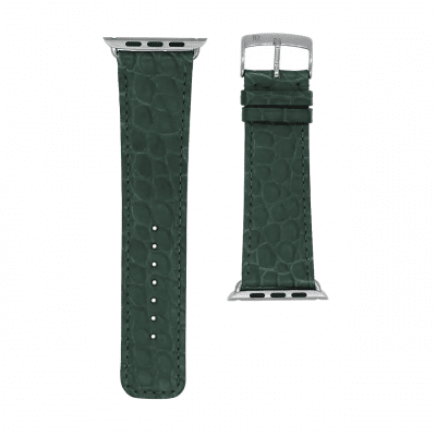 bracelet apple watch alligator semi mat vert foncé