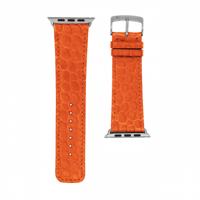 Apple Watch strap orange semi matte alligator