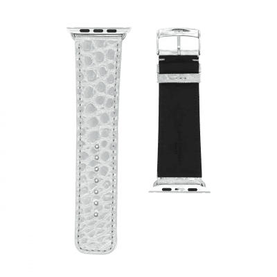 <span class="cat_name">Classic Apple Watch strap</span><br><span class="material_name">Shiny alligator</span><br><span class="color_name">White</span>