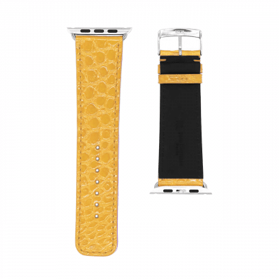 <span class="cat_name">Classic Apple Watch strap</span><br><span class="material_name">Shiny alligator</span><br><span class="color_name">Yellow</span>