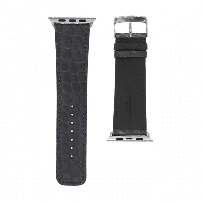 bracelet apple watch alligator semi mat noir