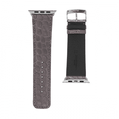 bracelet apple watch alligator semi mat gris