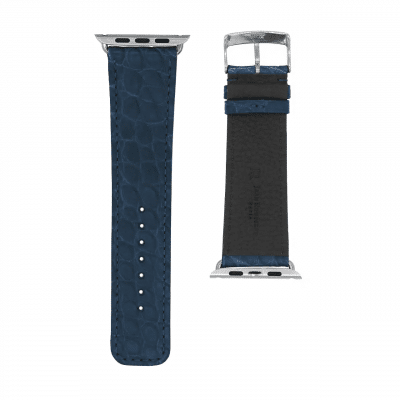 bracelet apple watch alligator semi mat bleu