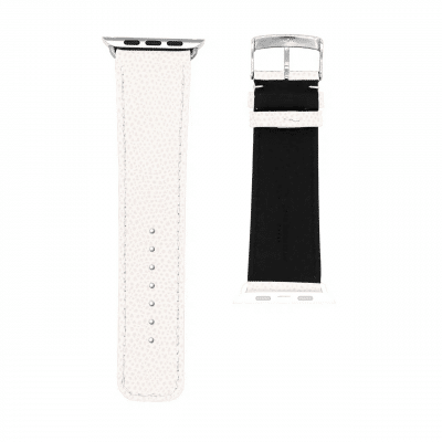 <span class="cat_name">Classic Apple Watch strap</span><br><span class="material_name">Embossed calf</span><br><span class="color_name">White</span>