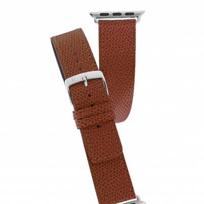 Double wrap Apple Watch strapEmbossed calfDark Brown