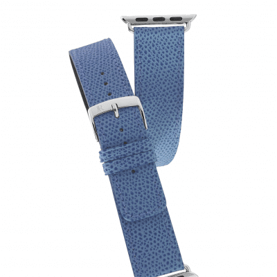 Double wrap Apple Watch strapEmbossed calfCobalt