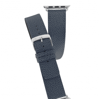 Apple Watch bracelet double tour veau bleu