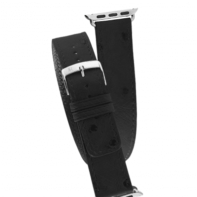 Apple Watch bracelet double tour autruche noir