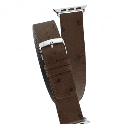 Apple Watch strap double wrap ostrich brown