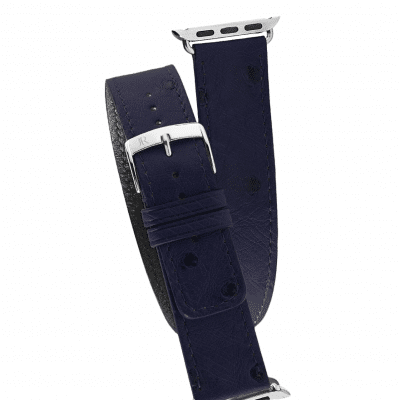 Apple Watch strap double wrap ostrich blue