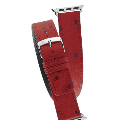 Apple Watch strap double wrap ostrich red
