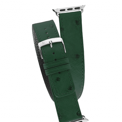 Double wrap Apple Watch strapOstrichEmerald