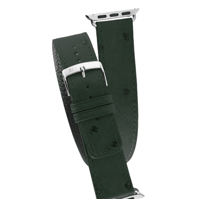 Double wrap Apple Watch strapOstrichGreen