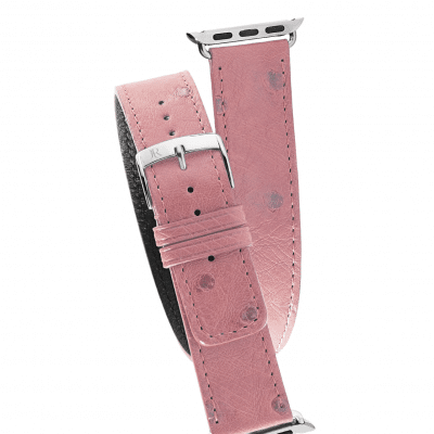 Apple Watch strap double wrap ostrich pink