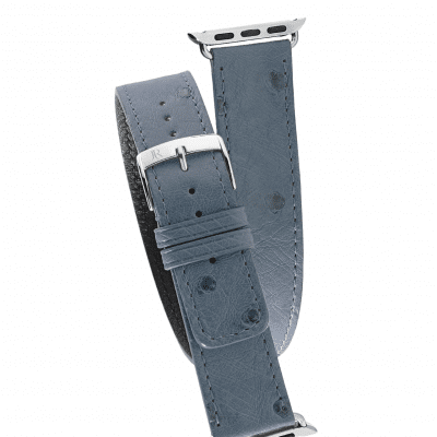 Apple Watch strap double wrap ostrich blue