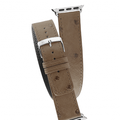 Apple Watch bracelet double tour autruche marron