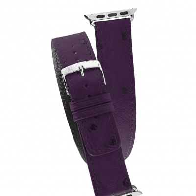 Apple Watch bracelet double tour autruche violet
