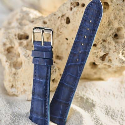 quality watch strap blue nubuck alligator summer