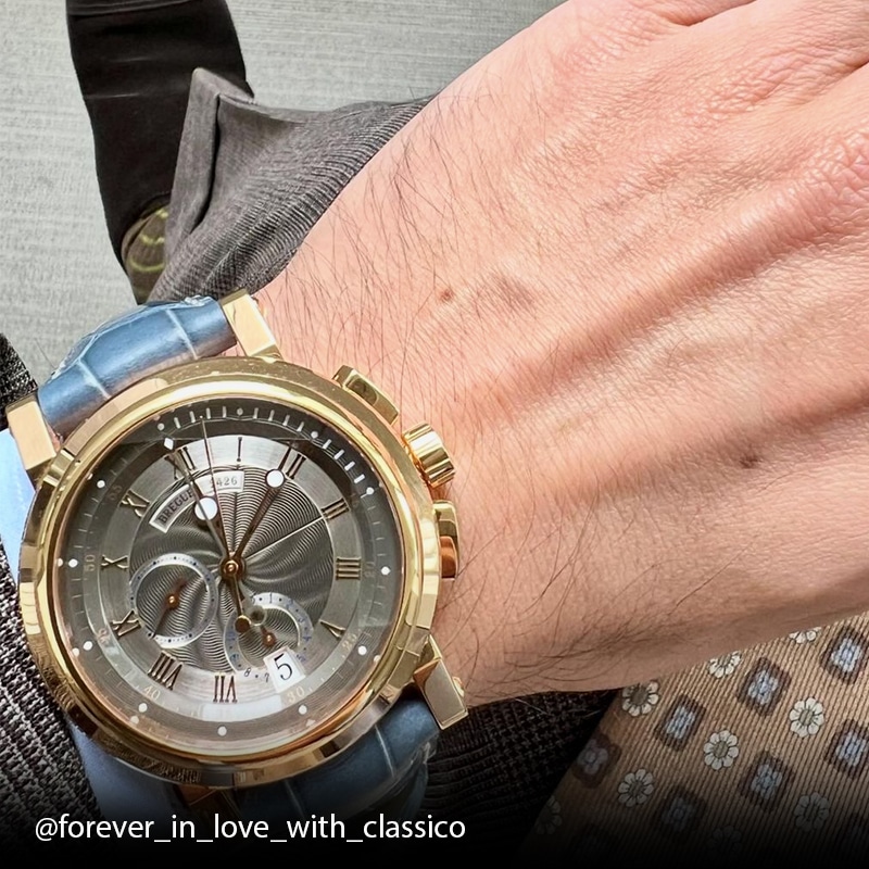 Watch strap in blue Alligator For Breguet watch Marine Chronograph model