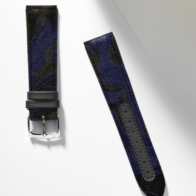 Compass watch strap blue Suminagashi Kimono