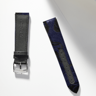 Compass watch strap blue Suminagashi Kimono