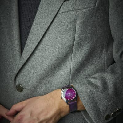 <span class="cat_name">Classic 3.5 Watch strap</span><br><span class="material_name">Embossed calf</span><br><span class="color_name">Purple</span>