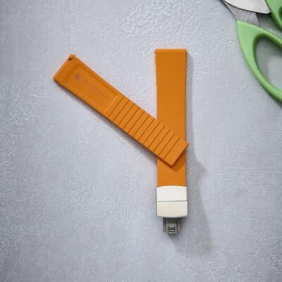 rubber orange jean rousseau material watch strap