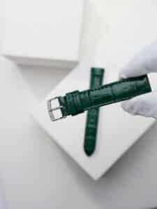 Luxury watch strap - british green shiny alligator