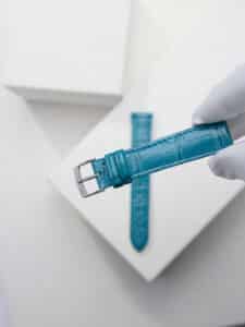 Luxury watch strap - turquoise blue shiny alligator