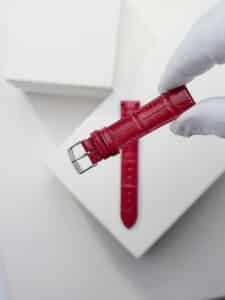 Luxury watch strap - cherry red shiny alligator