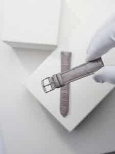 Luxury watch strap - grey shiny alligator