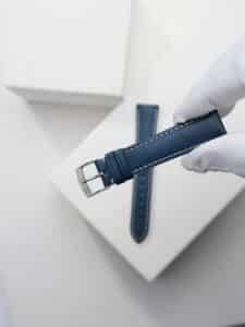 Bracelet de montre - veau vintage artisanal bleu