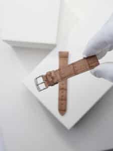Luxury watch strap - brown nubuck genuine alligator